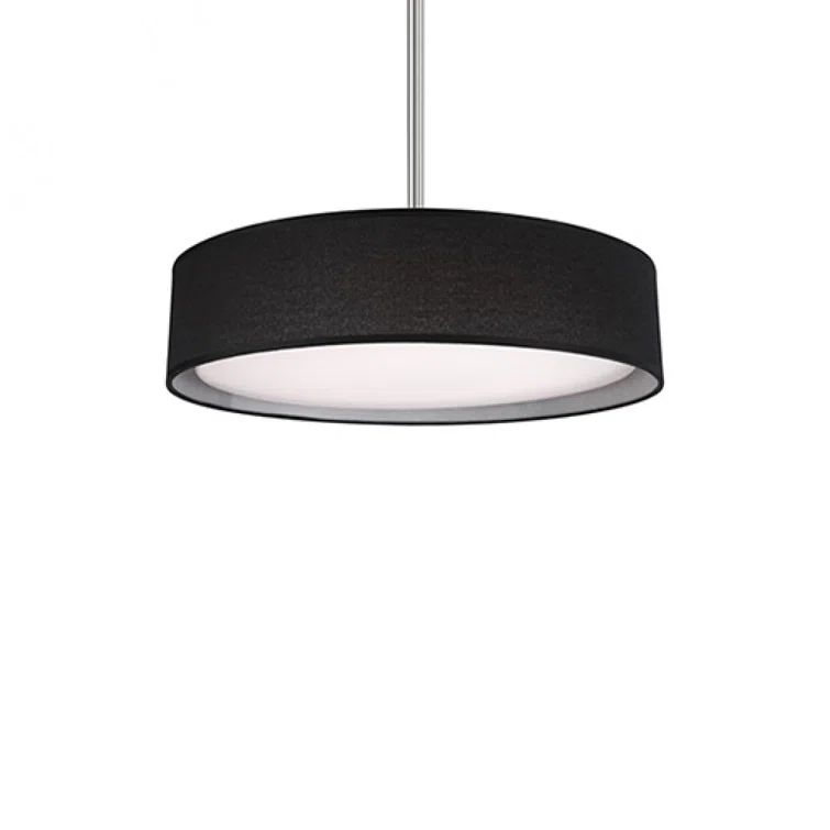 Dalton 16" Brushed Nickel LED Pendant with Black Textured Shade