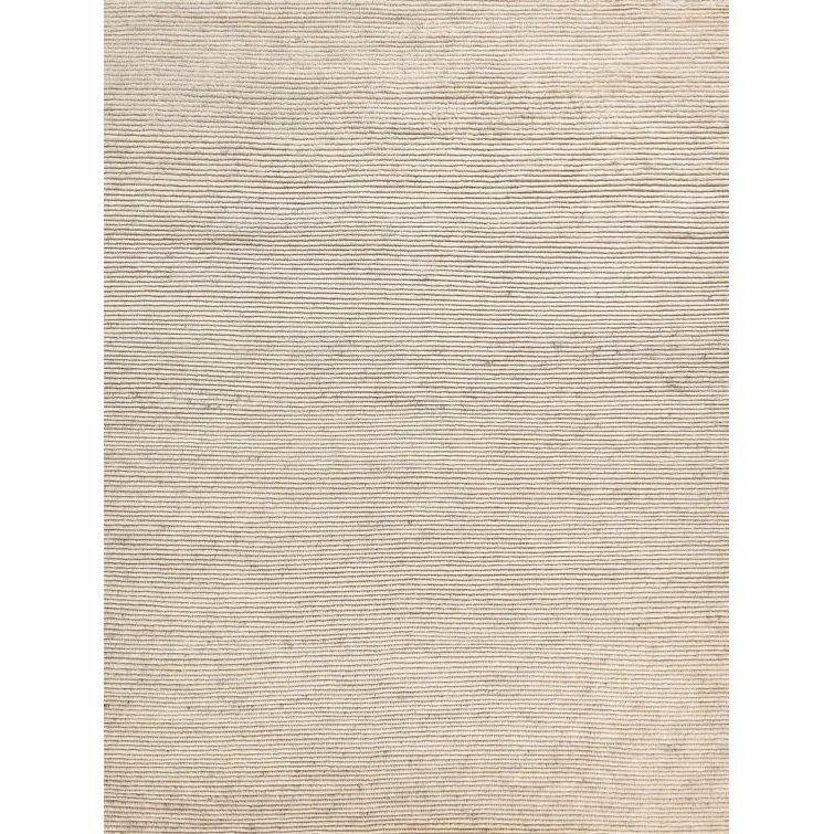 Ivory Hand-Knotted Wool 10' x 14' Rectangular Rug