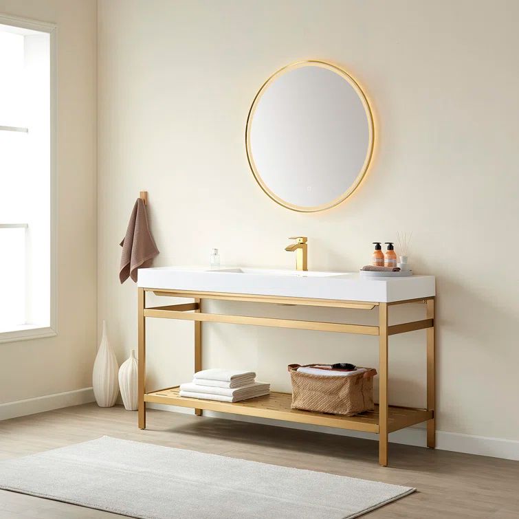 Vinnova Funes 60" Single Sink Bath Vanity with White Ceramic Sink