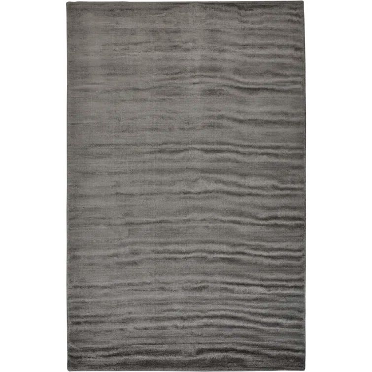 Charcoal Elegance 2'x3' Hand-Knotted Viscose Sheepskin Area Rug