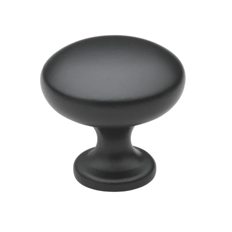 Matte Black Round Mushroom Knob with Weathered Nickel Finish