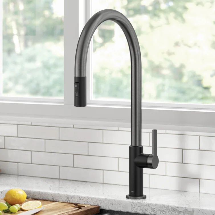 Matte Black Stainless Steel High-Arc Pull-Down Kitchen Faucet
