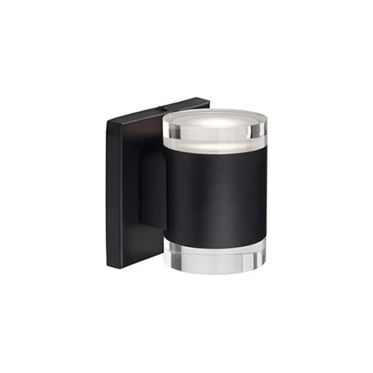 Black Cylinder Metal LED Wall Sconce with Clear Acrylic Discs