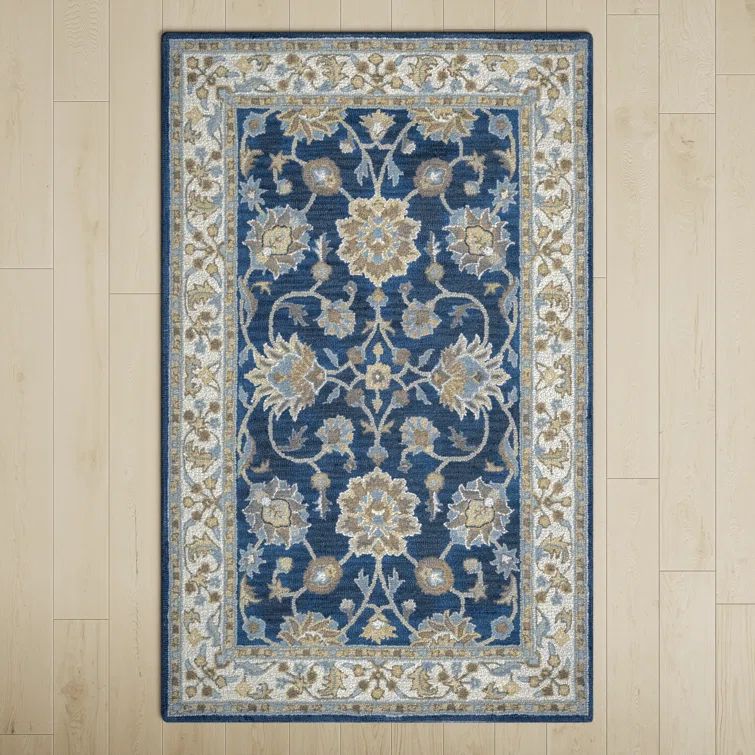 Elegance Waves Hand-Tufted New Zealand Wool Blue Area Rug 9' x 12'