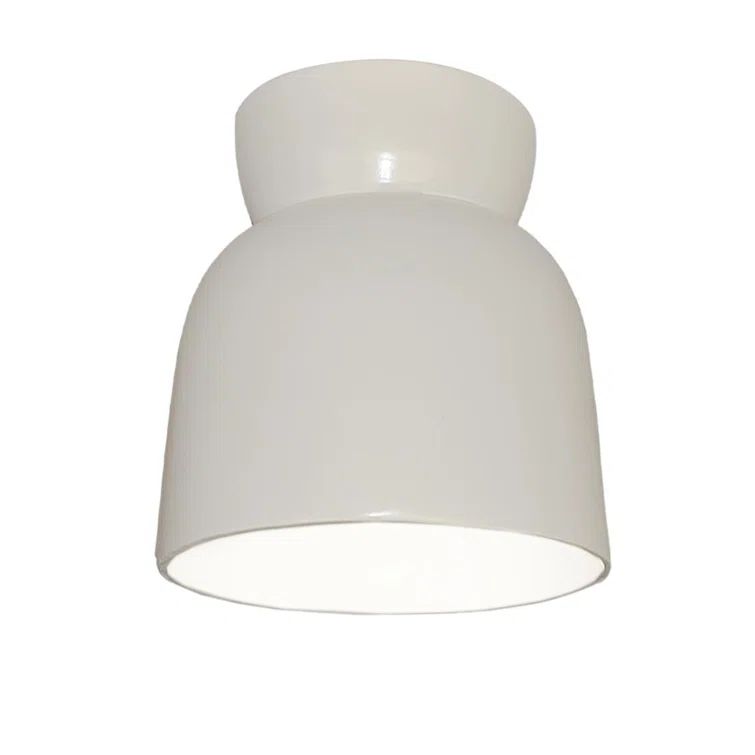 Gloss White Ceramic LED Indoor/Outdoor Flush Mount Light