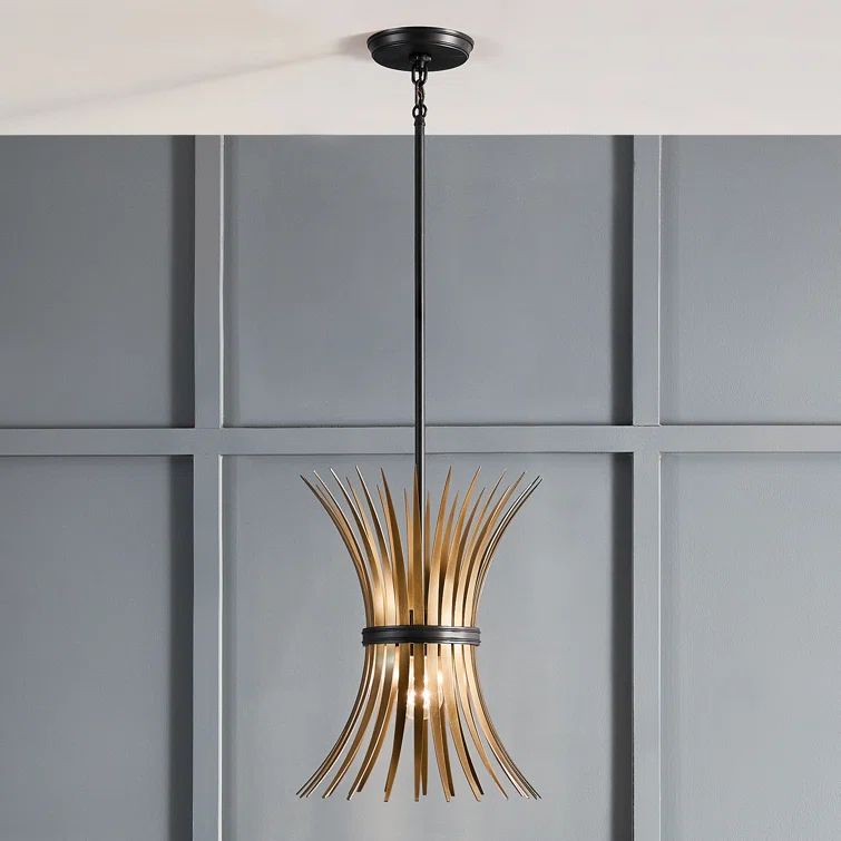 Baile Mini Pendant in Black with Natural Brass Accents and Glass Shade