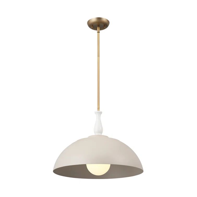 Fira Greige Steel Bowl Pendant with Vintage Spindle Design