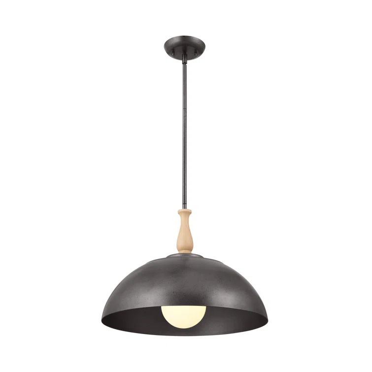 Fira Anvil Iron and Beech 18'' Single Pendant Light
