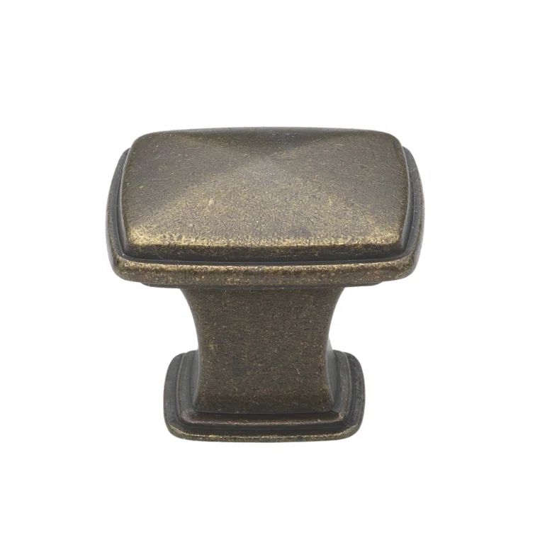 Antique Brass Square Cabinet Knob with Mounting Hardware