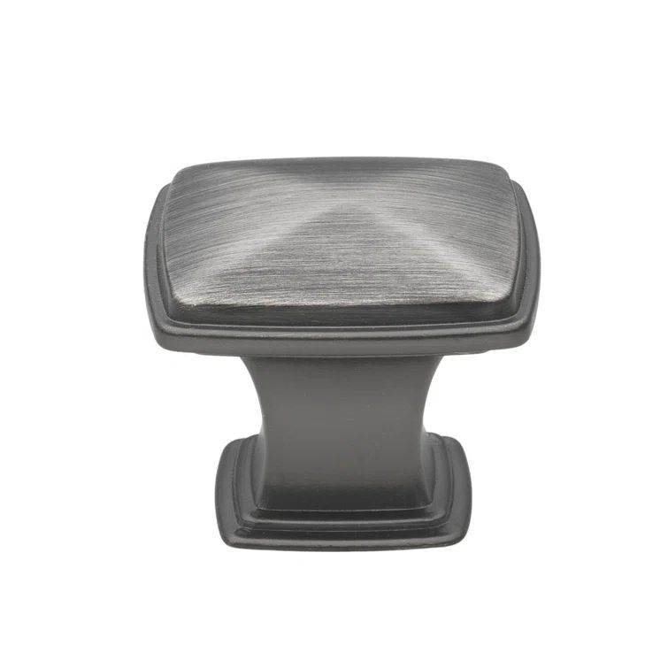 Satin Pewter Square Cabinet Knob with Mounting Hardware