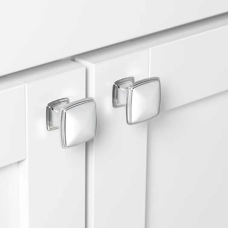 Polished Chrome Square Cabinet Knobs with Mounting Hardware