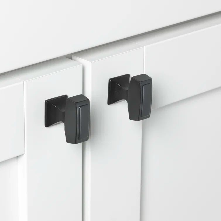 Matte Black Rectangular Cabinet Knob Multipack with Mounting Hardware