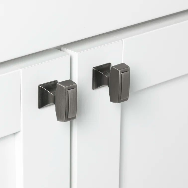 Satin Pewter Rectangular Cabinet Knobs with Mounting Hardware