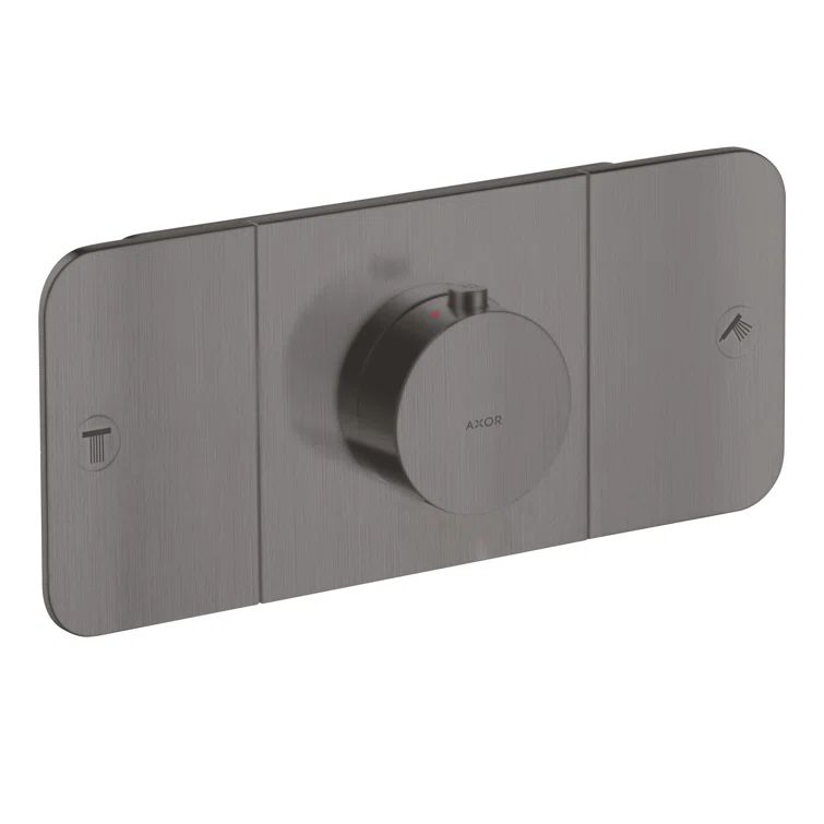 Brushed Black Chrome Modern Wall-Mounted Thermostatic Shower Trim