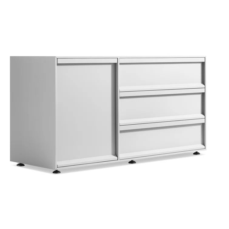 Superchoice White 1 Door/3 Drawer Modern Credenza