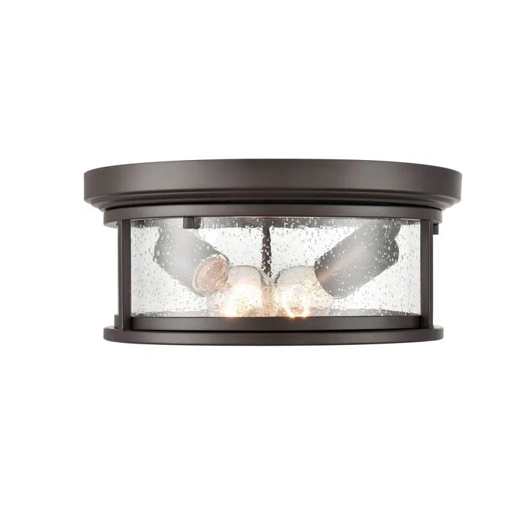 Bresley Contemporary Bronze Glass Outdoor Flush Mount Light