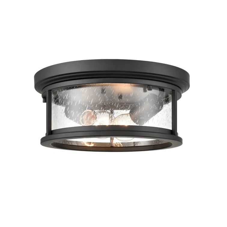 Bresley 12" Black Glass 2-Light Flush Mount