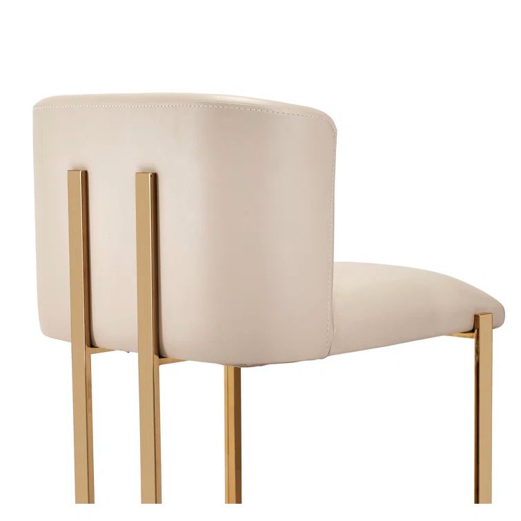 Cityscape Grey and Antique Bronze 26" Counter Stool in Polished Brass and Cream Latte