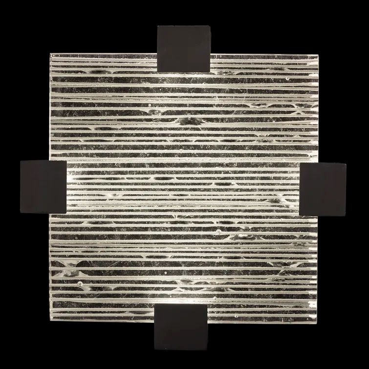 Terra 16.75" Black Glass LED Square Flush Mount with Zen Pattern