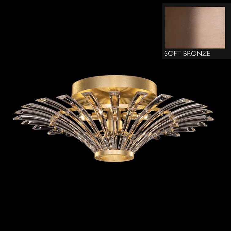 Trevi Elegance 27.25" Bronze Crystal 4-Light Flush Mount