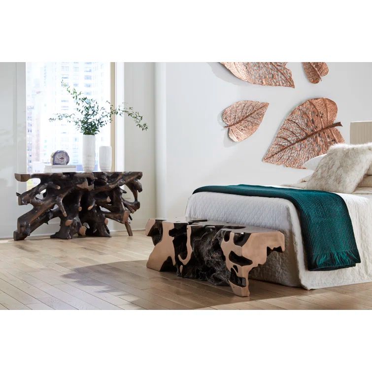 Contemporary Brown Solid Wood Freeform Bench