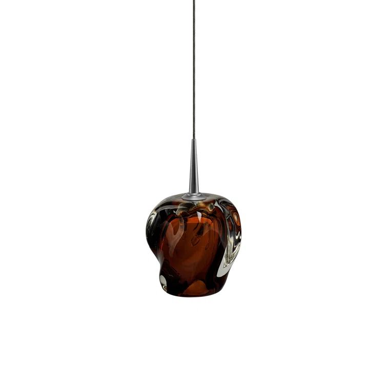 Amber Matte Chrome Mini Globe LED Pendant Light