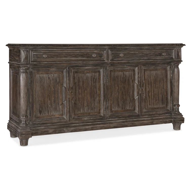 76'' Brown Pine and Oak Veneer Traditional Sideboard