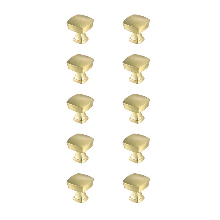 Elegant Brushed Gold Square Knob Multipack with Mounting Hardware