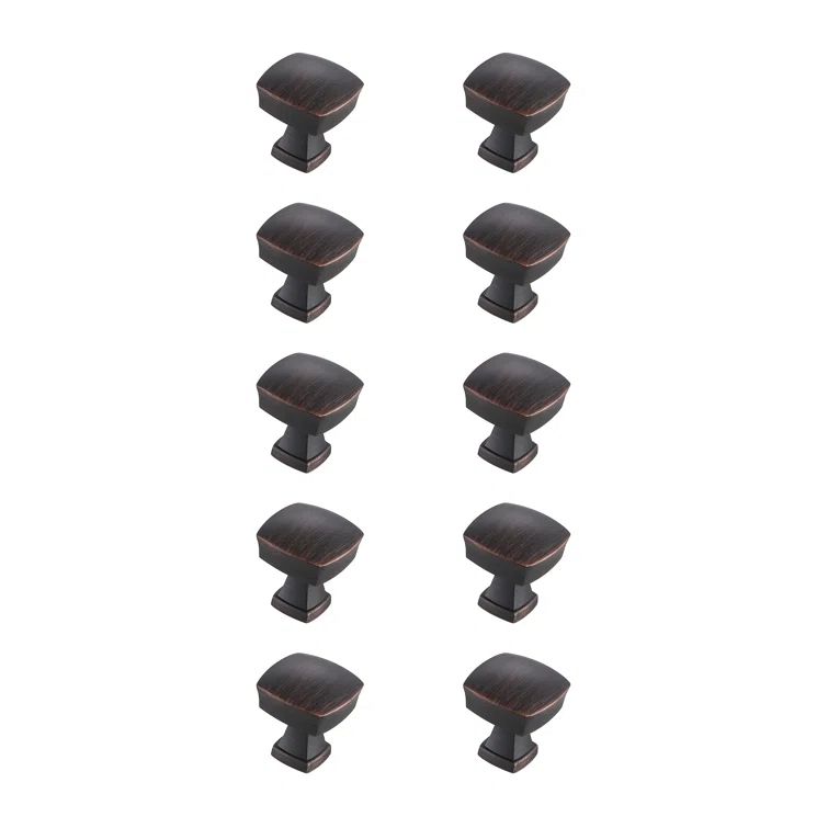 Modern Oil-Rubbed Bronze Square Knob Set with Mounting Hardware