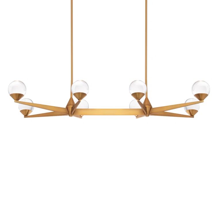 Aged Brass Double Bubble LED Chandelier with Crystal Accents