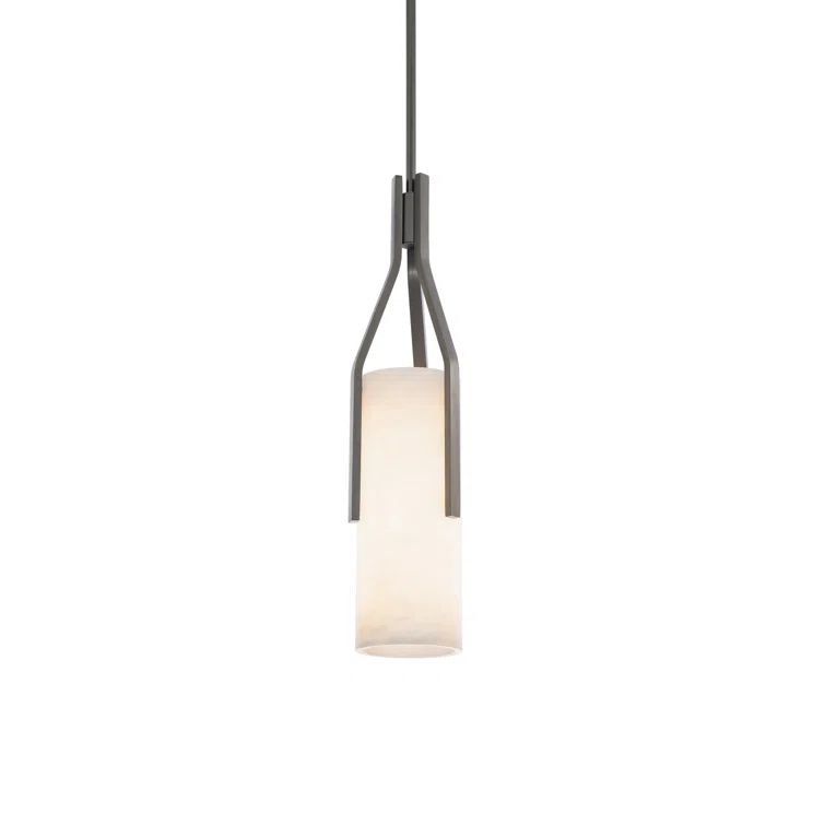 Firenze Antique Nickel LED Single Pendant with Spanish Alabaster Shade