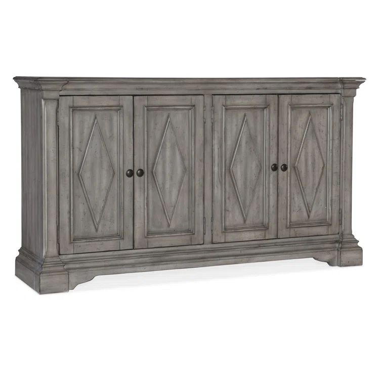 Gray Oak and Birch Transitional Four-Door Sideboard