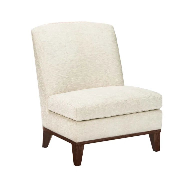 Pure Upholstered Slipper Chair with Walnut Legs