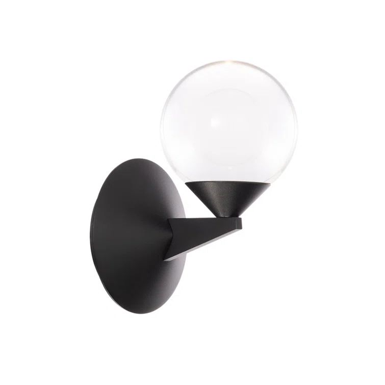 Black LED Wall Sconce with Clear Crystal Globe