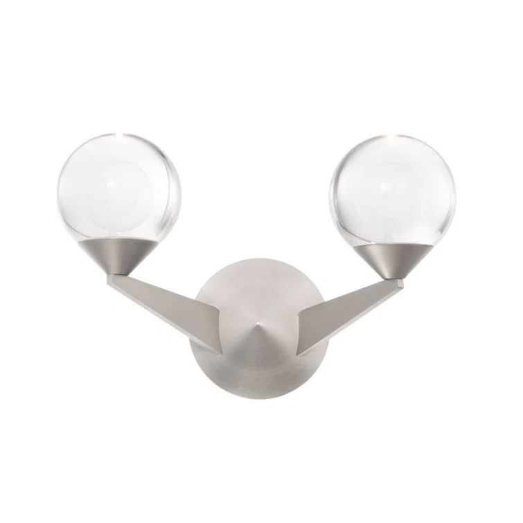Double Globe Satin Nickel LED Wall Sconce