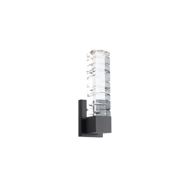 Juliet Black Aluminum LED Outdoor Vanity Sconce with Dimmable Hand Cut Crystal