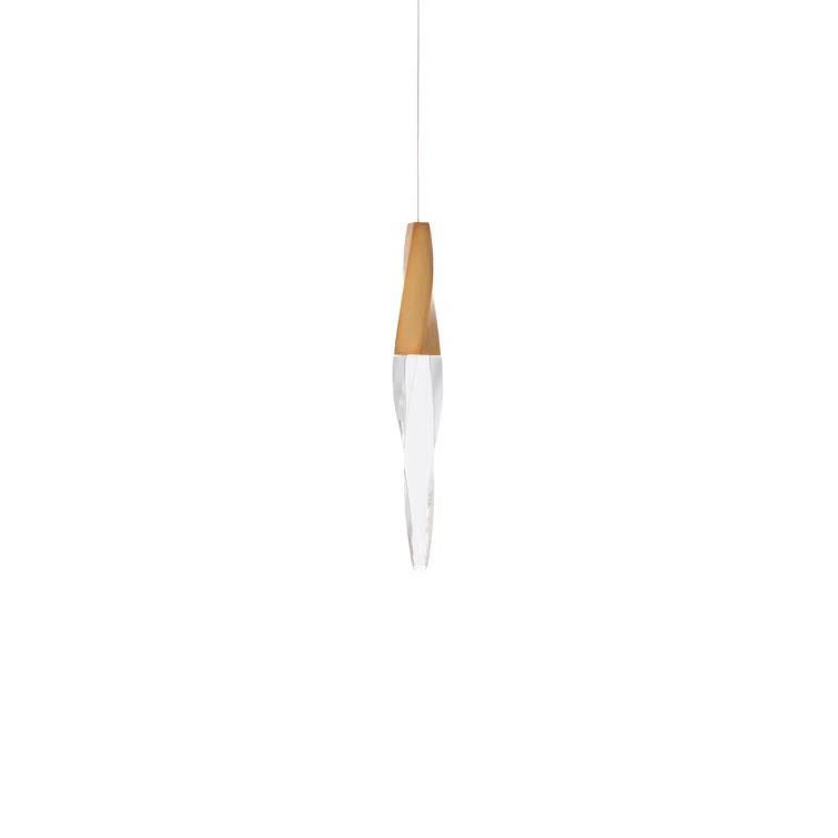 Kindjal Aged Brass 14" LED Mini Pendant with Optic Crystal