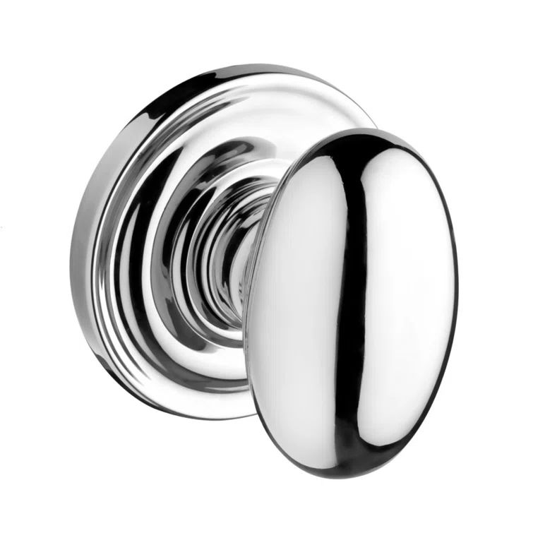 Bright Chrome Ellipse Privacy Door Knob with Round Rose
