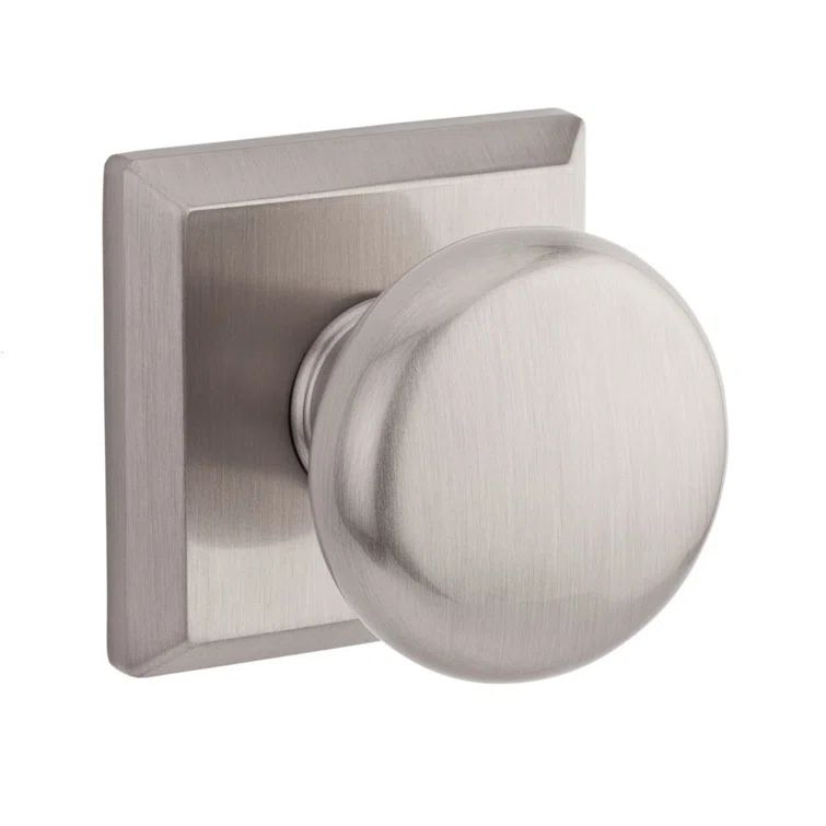 Satin Nickel Round Dummy Door Knob with Traditional Square Rose