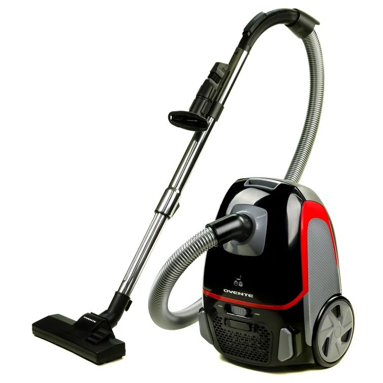 Black Stainless Steel Canister Vacuum Cleaner with HEPA Filter