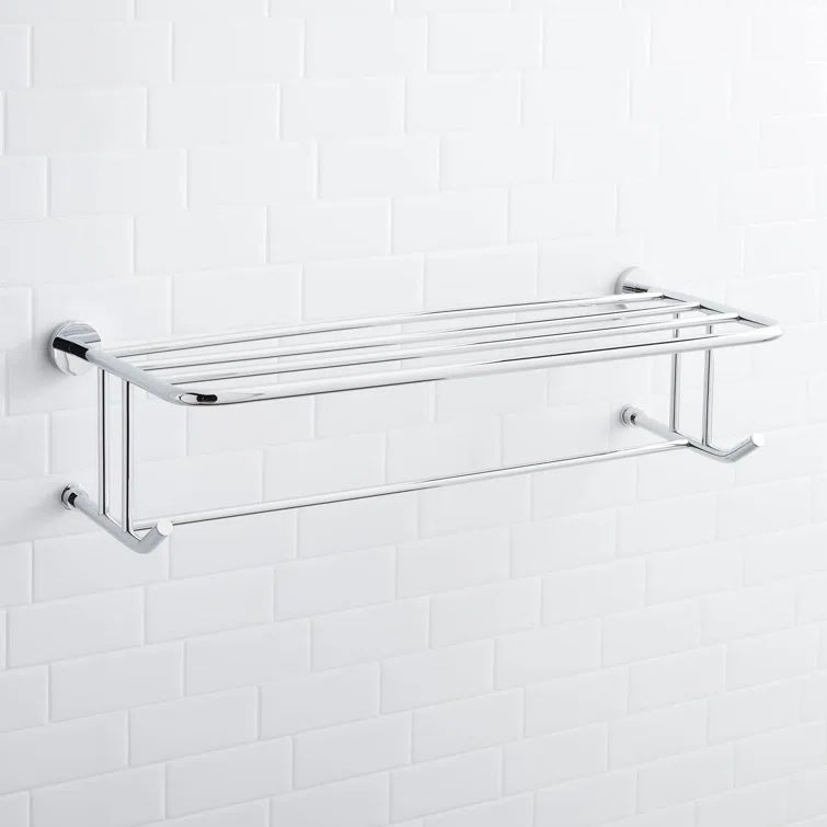 Chrome Wall-Mounted 4-Bar Towel Rack with Shelf