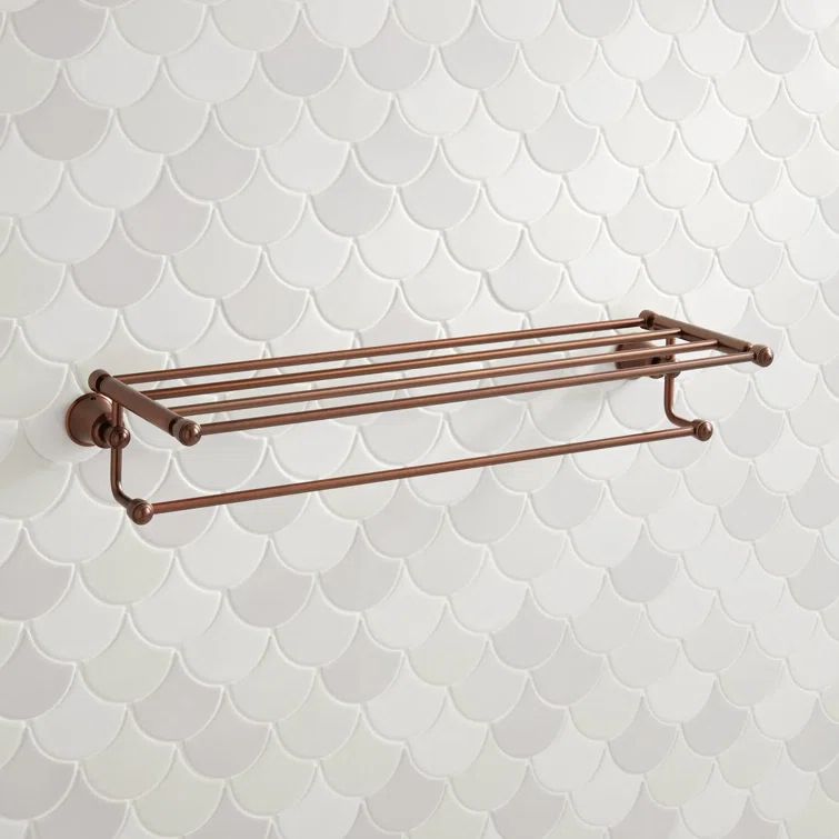 Oil Rubbed Bronze Wall-Mounted Towel Rack with Shelf