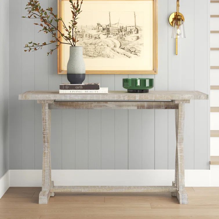 Fairview 52'' Distressed Acacia Chevron Transitional Sofa Table