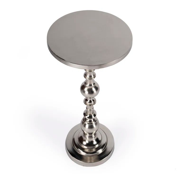 Darien Round Silver Metal Pedestal Side Table