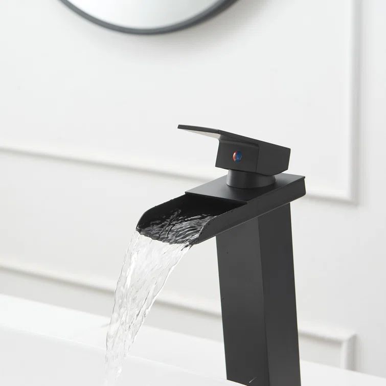 Matte Black Single Handle Waterfall Vessel Sink Faucet
