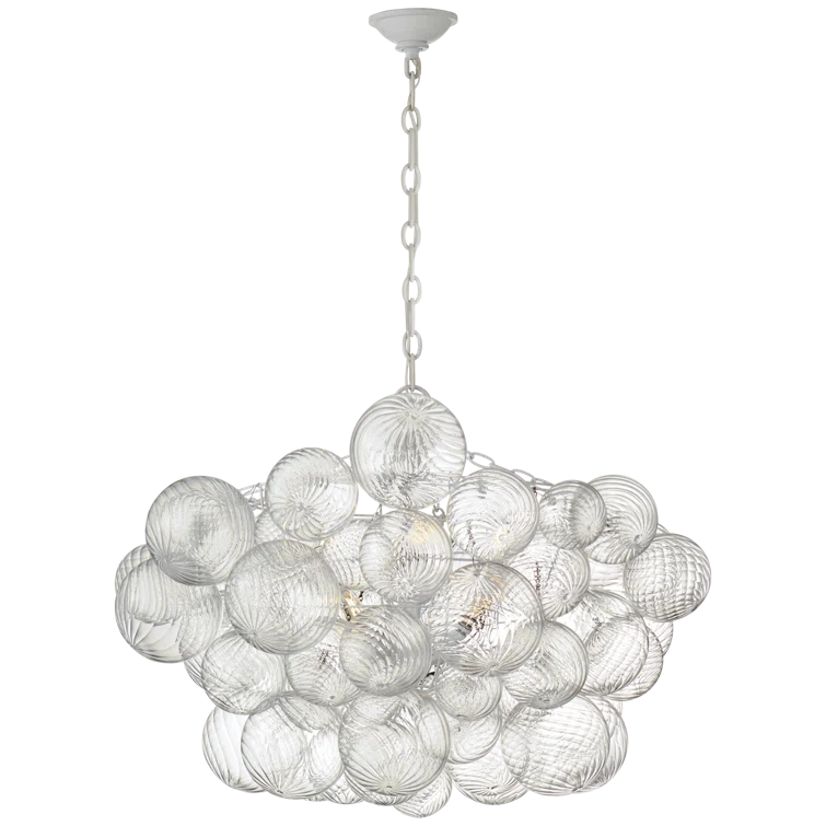 Talia Plaster White and Clear Glass 8-Light Chandelier