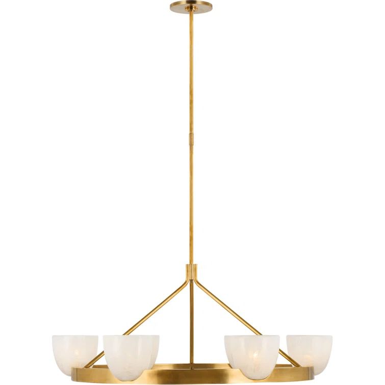 Carola Antique Brass Large Ring Chandelier with Crystal Accents