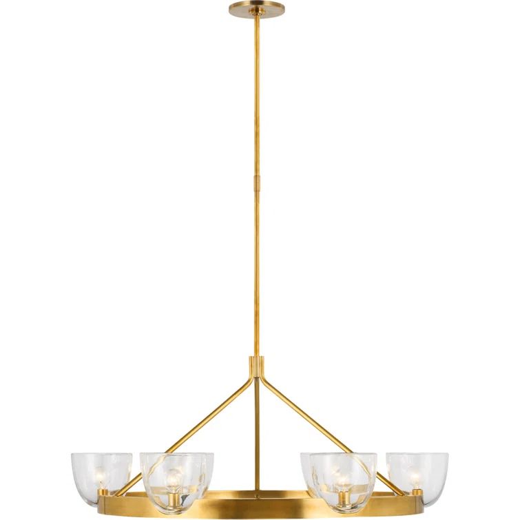 Carola Antique Brass 36" Circular Crystal Chandelier