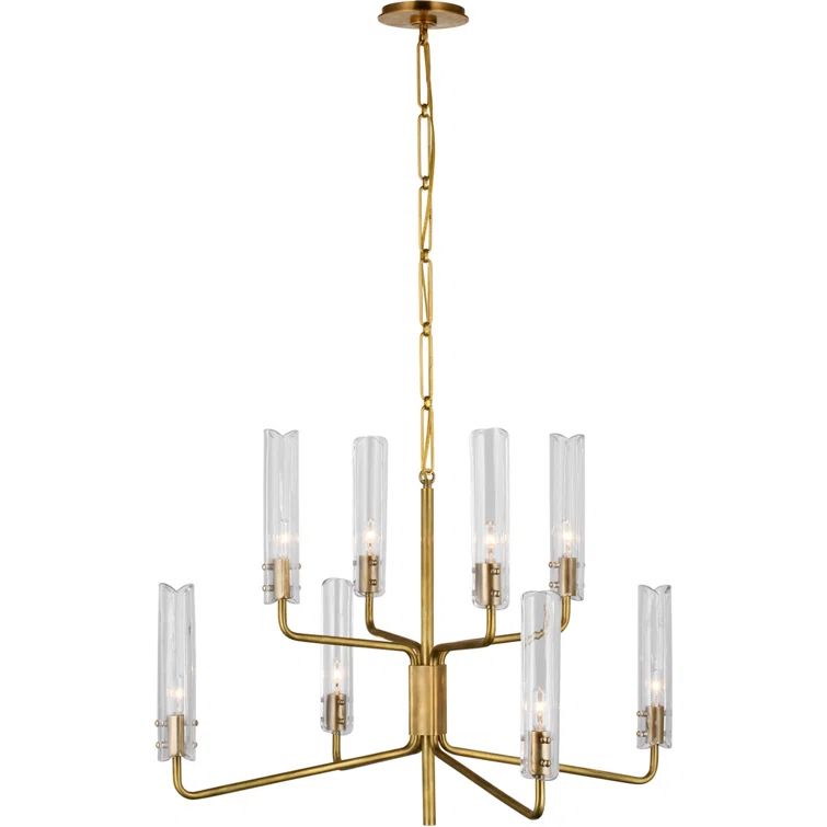 Antique Brass Crystal Candle 8-Light Chandelier