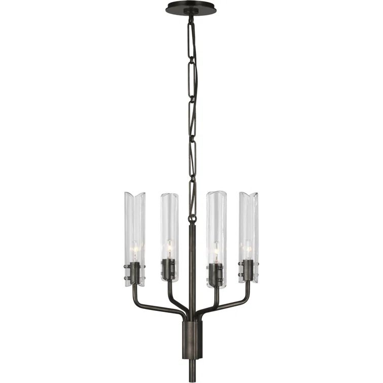 Elegant Petite Bronze Crystal Candle Chandelier 20.5"